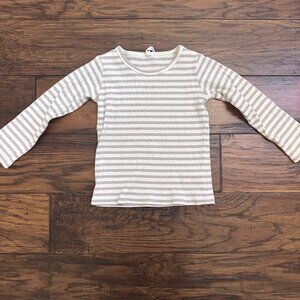 Quincy Mae Gray Striped Ribbed Top